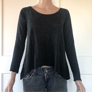 Derek Heart Black Gray Open Back Sheer Buttons XS